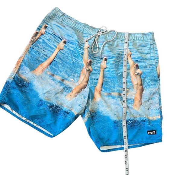 MENS NEFF Blue Printed Elastic Waist Lightweight Loose Fit Board Short XL - Picture 5 of 8
